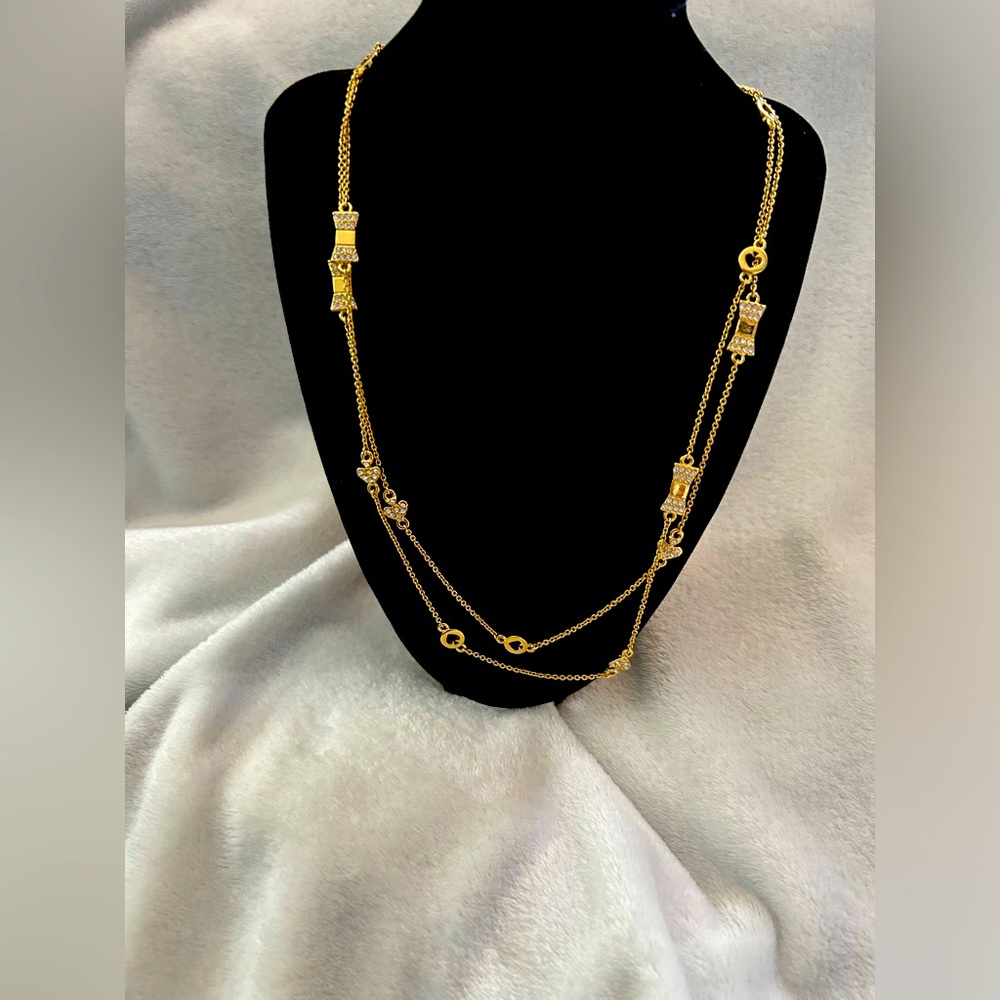 KATE SPADE bows and spades pave wrap necklace